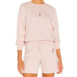 LPA Sweatshirt Set - Soft Pink with Rose Embroidery